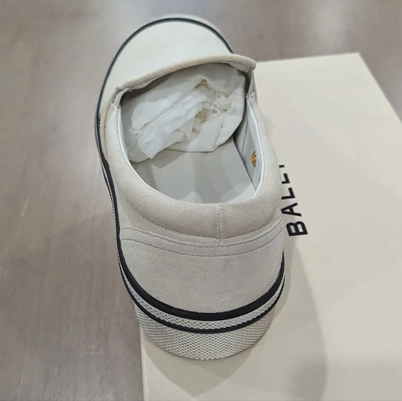 Mens BALLY "Leroy" Suede Distressed Slip On Sneakers Off-White 46 US 13 - Picture 5 of 9